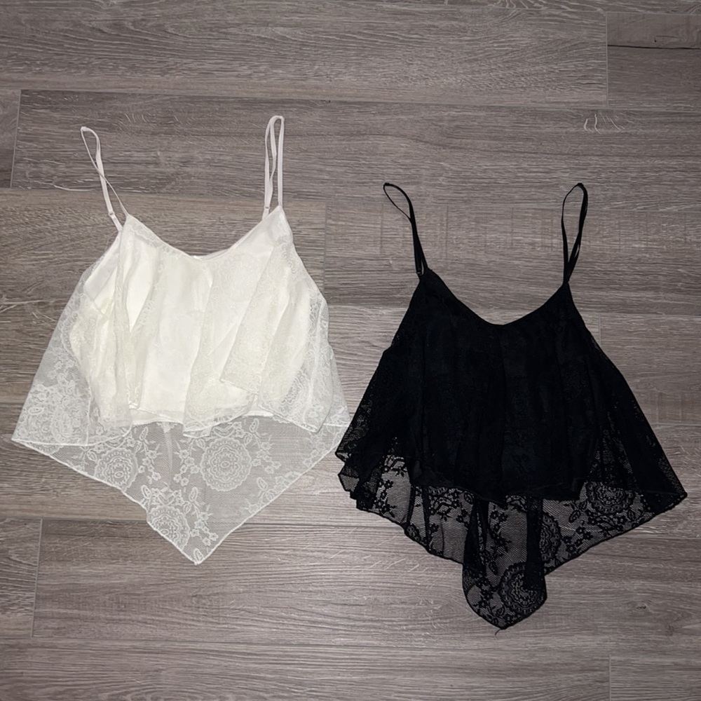 Flowy Lace Crop Tanks (Set of 2)